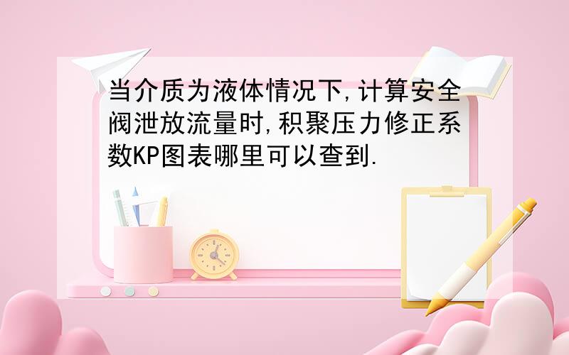 当介质为液体情况下,计算安全阀泄放流量时,积聚压力修正系数KP图表哪里可以查到.