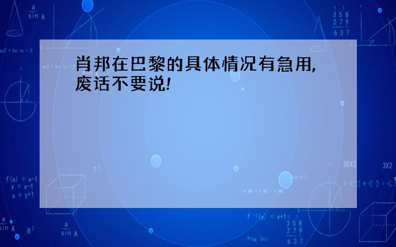 肖邦在巴黎的具体情况有急用,废话不要说!