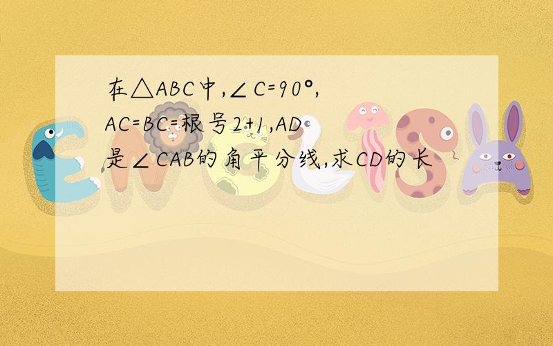 在△ABC中,∠C=90°,AC=BC=根号2+1,AD是∠CAB的角平分线,求CD的长