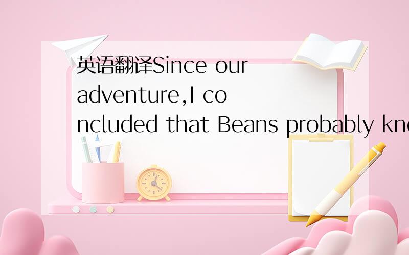 英语翻译Since our adventure,I concluded that Beans probably knew