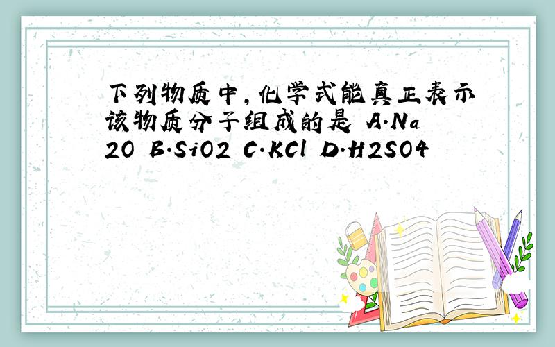 下列物质中，化学式能真正表示该物质分子组成的是 A.Na2O B.SiO2 C.KCl D.H2SO4