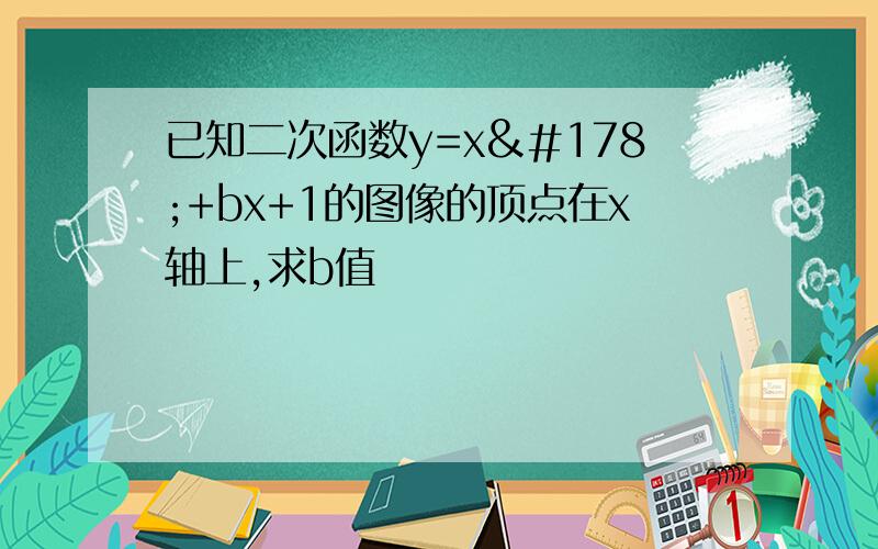 已知二次函数y=x²+bx+1的图像的顶点在x轴上,求b值