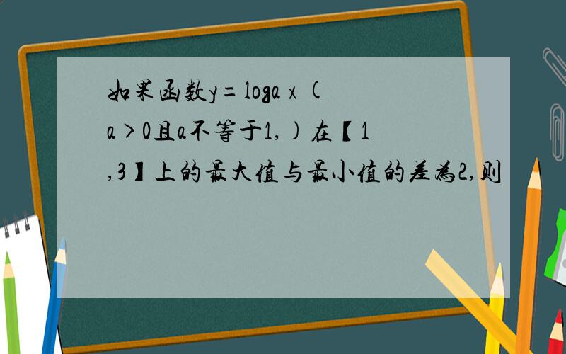 如果函数y=loga x (a>0且a不等于1,)在【1,3】上的最大值与最小值的差为2,则