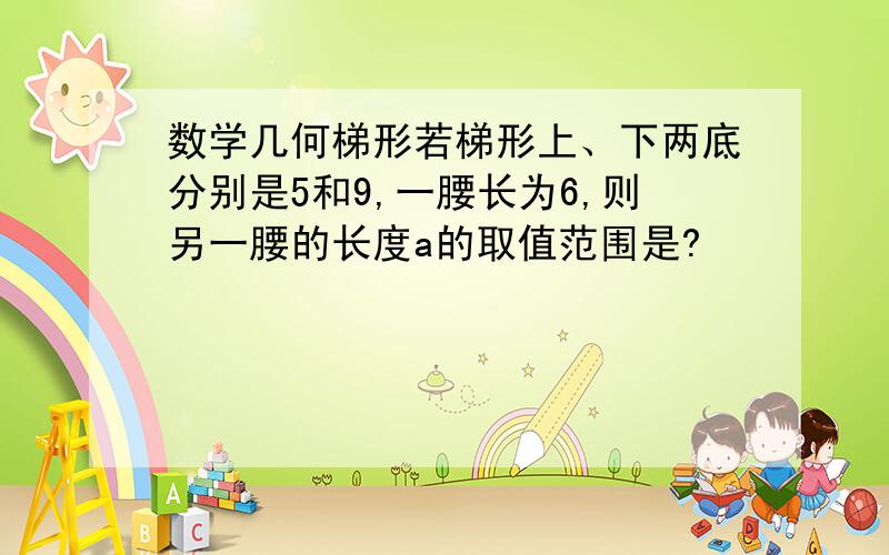 数学几何梯形若梯形上、下两底分别是5和9,一腰长为6,则另一腰的长度a的取值范围是?