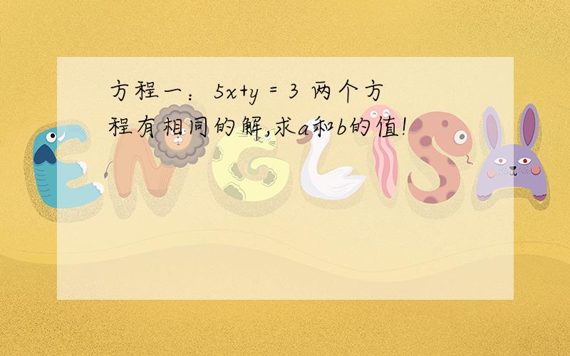 方程一：5x+y＝3 两个方程有相同的解,求a和b的值!