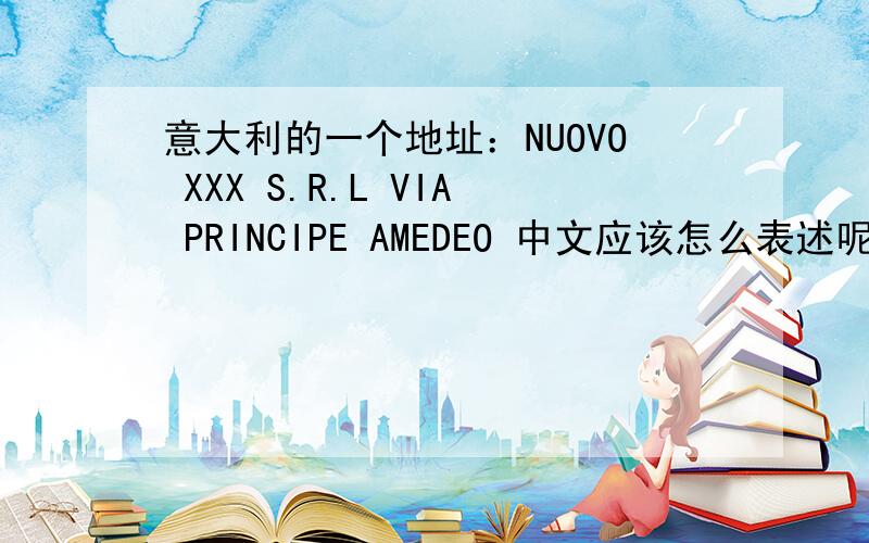 意大利的一个地址：NUOVO XXX S.R.L VIA PRINCIPE AMEDEO 中文应该怎么表述呢?