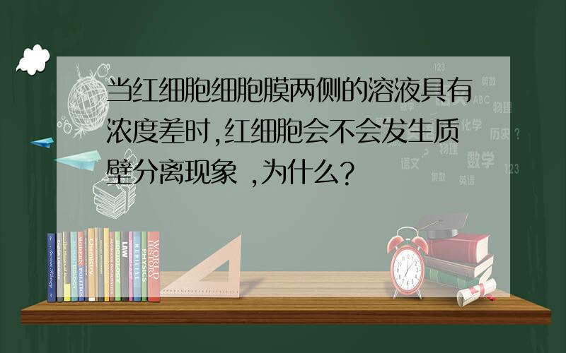 当红细胞细胞膜两侧的溶液具有浓度差时,红细胞会不会发生质壁分离现象 ,为什么?