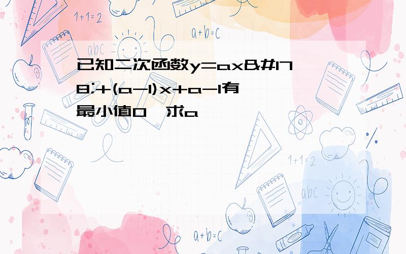 已知二次函数y=ax²+(a-1)x+a-1有最小值0,求a