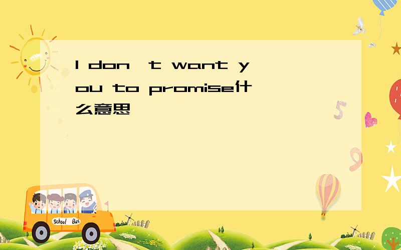 I don't want you to promise什么意思