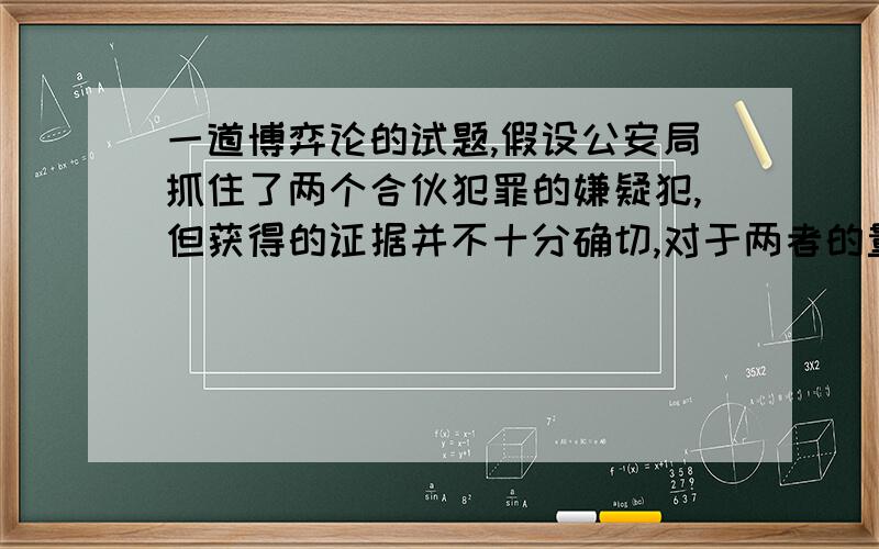 一道博弈论的试题,假设公安局抓住了两个合伙犯罪的嫌疑犯,但获得的证据并不十分确切,对于两者的量刑就取决于两者对于犯罪事实