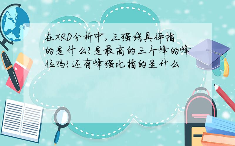 在XRD分析中,三强线具体指的是什么?是最高的三个峰的峰位吗?还有峰强比指的是什么