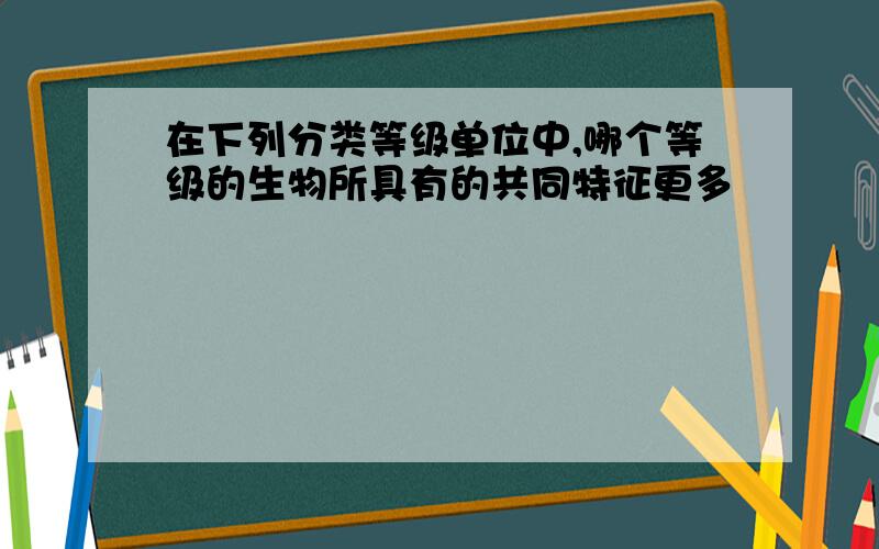 在下列分类等级单位中,哪个等级的生物所具有的共同特征更多