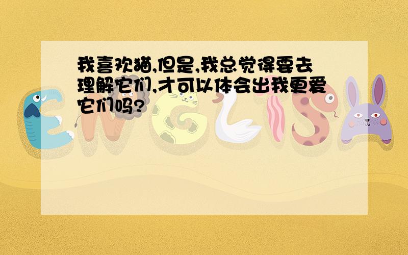 我喜欢猫,但是,我总觉得要去理解它们,才可以体会出我更爱它们吗?