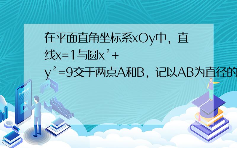 在平面直角坐标系xOy中，直线x=1与圆x²+y²=9交于两点A和B，记以AB为直径的圆C，以点F1