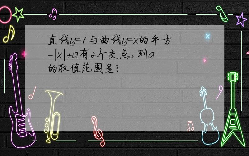 直线y=1与曲线y=x的平方-|x|+a有2个交点,则a的取值范围是?