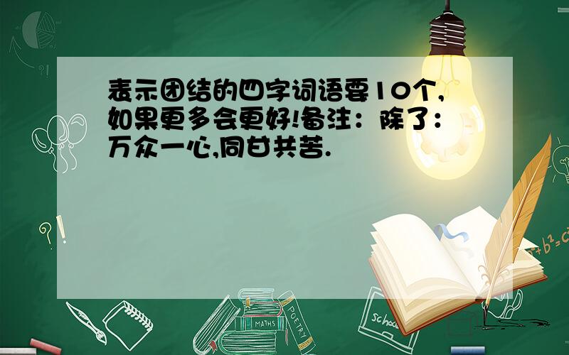 表示团结的四字词语要10个,如果更多会更好!备注：除了：万众一心,同甘共苦.