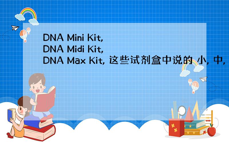 DNA Mini Kit, DNA Midi Kit, DNA Max Kit, 这些试剂盒中说的 小, 中, 大 指的