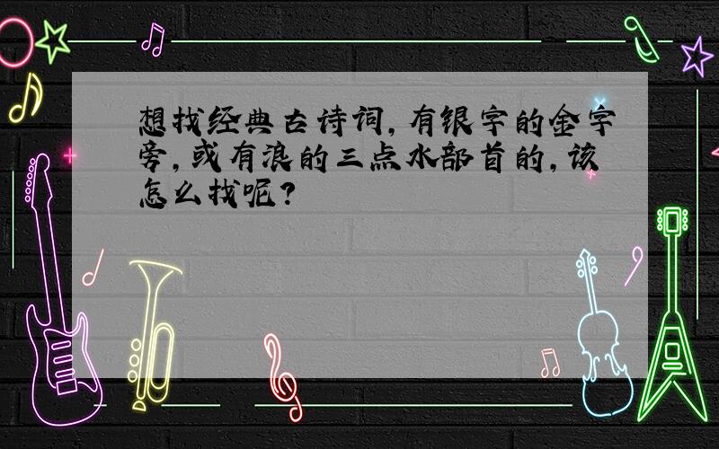 想找经典古诗词,有银字的金字旁,或有浪的三点水部首的,该怎么找呢?