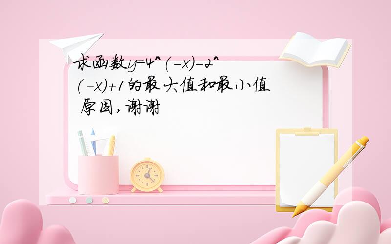 求函数y=4^(-x)-2^(-x)+1的最大值和最小值 原因,谢谢