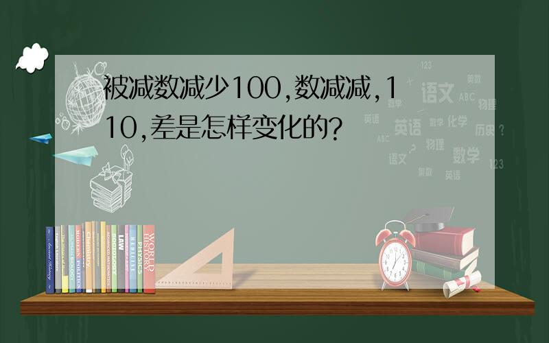 被减数减少100,数减减,110,差是怎样变化的?