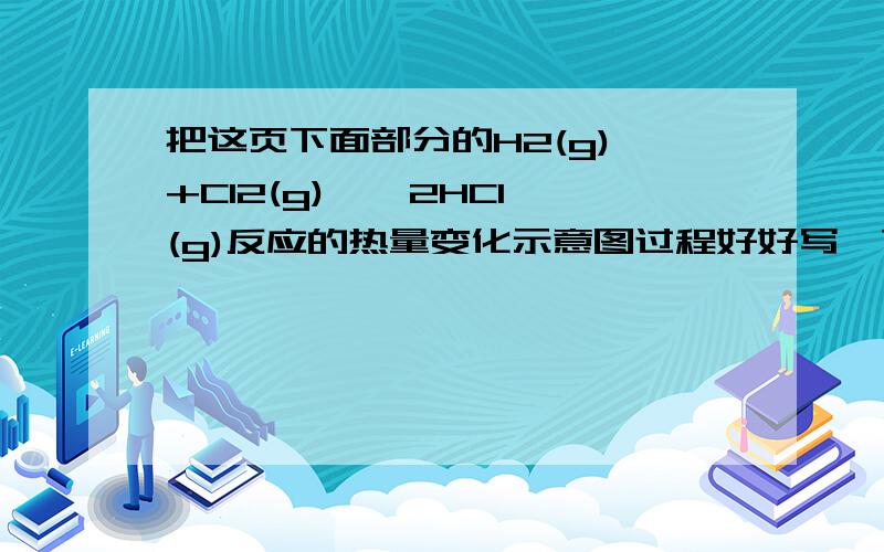 把这页下面部分的H2(g) +Cl2(g) → 2HCl(g)反应的热量变化示意图过程好好写一下好吗?