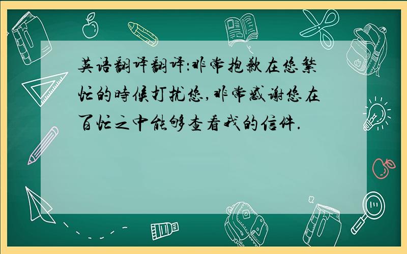 英语翻译翻译：非常抱歉在您繁忙的时候打扰您,非常感谢您在百忙之中能够查看我的信件.