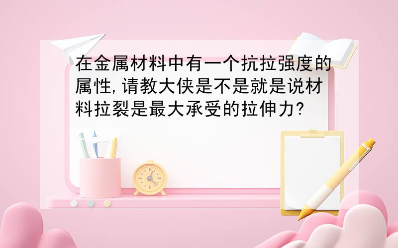 在金属材料中有一个抗拉强度的属性,请教大侠是不是就是说材料拉裂是最大承受的拉伸力?