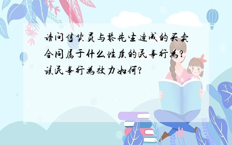 请问售货员与黎先生达成的买卖合同属于什么性质的民事行为?该民事行为效力如何?