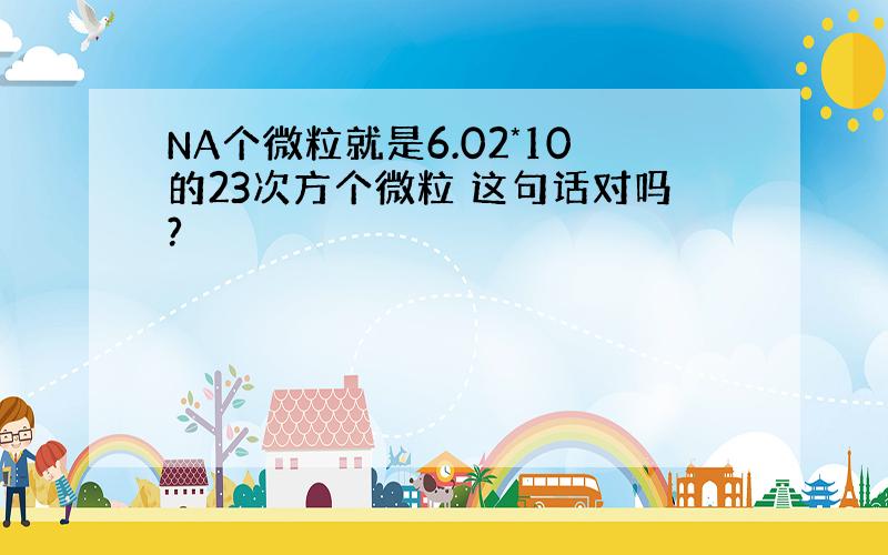 NA个微粒就是6.02*10的23次方个微粒 这句话对吗?