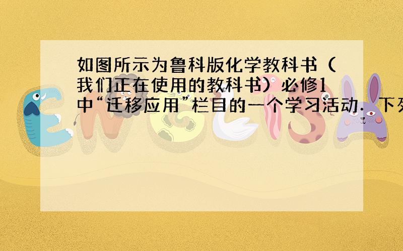 如图所示为鲁科版化学教科书（我们正在使用的教科书）必修1中“迁移应用”栏目的一个学习活动．下列关于a、b、c、d处所填内