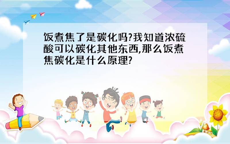 饭煮焦了是碳化吗?我知道浓硫酸可以碳化其他东西,那么饭煮焦碳化是什么原理?