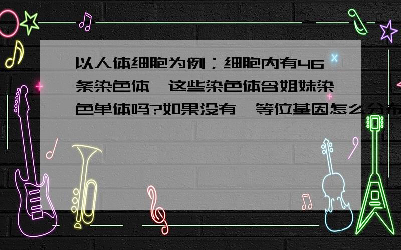 以人体细胞为例；细胞内有46条染色体,这些染色体含姐妹染色单体吗?如果没有,等位基因怎么分布的呢?