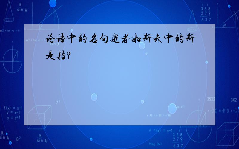 论语中的名句逝者如斯夫中的斯是指?