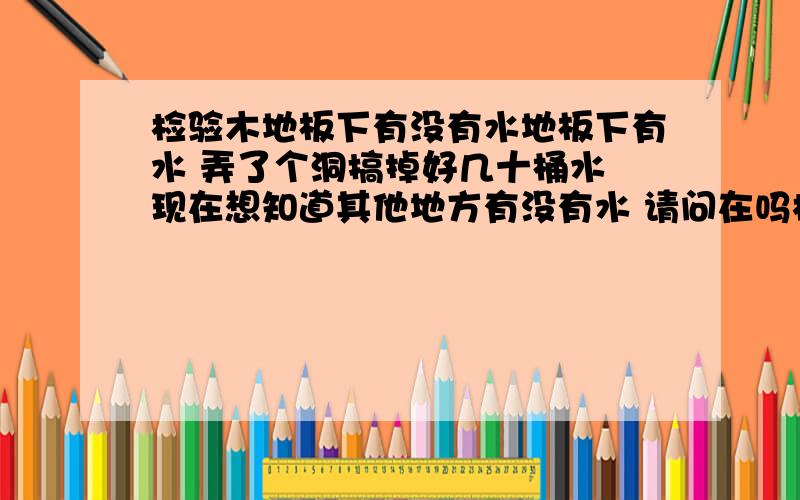 检验木地板下有没有水地板下有水 弄了个洞搞掉好几十桶水 现在想知道其他地方有没有水 请问在吗检验