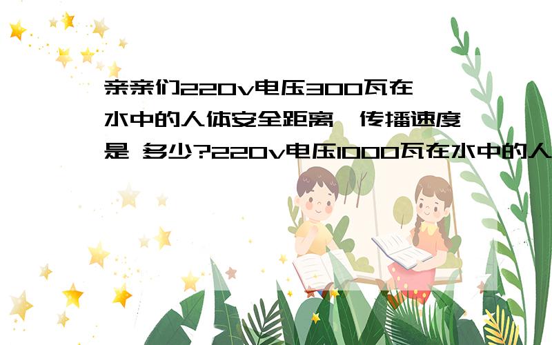 亲亲们220v电压300瓦在水中的人体安全距离、传播速度是 多少?220v电压1000瓦在水中的人体安全距离是多少