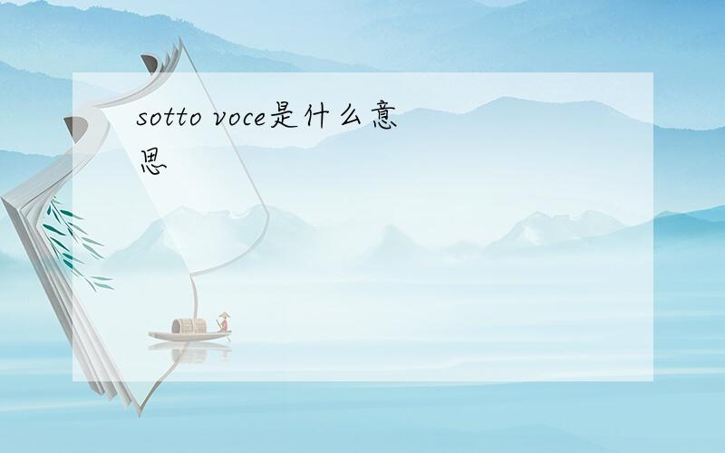 sotto voce是什么意思