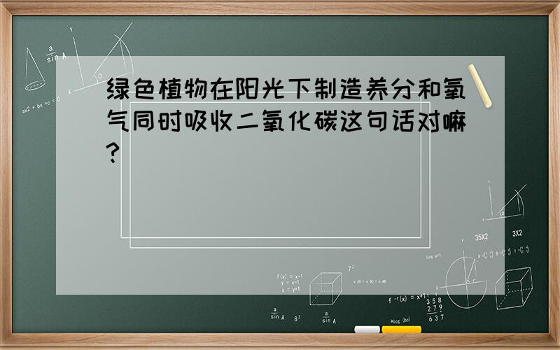 绿色植物在阳光下制造养分和氧气同时吸收二氧化碳这句话对嘛?