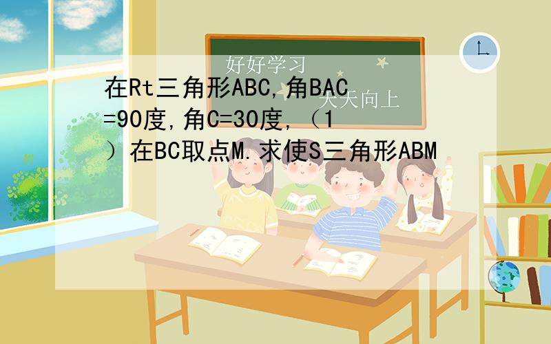 在Rt三角形ABC,角BAC=90度,角C=30度,（1）在BC取点M.求使S三角形ABM