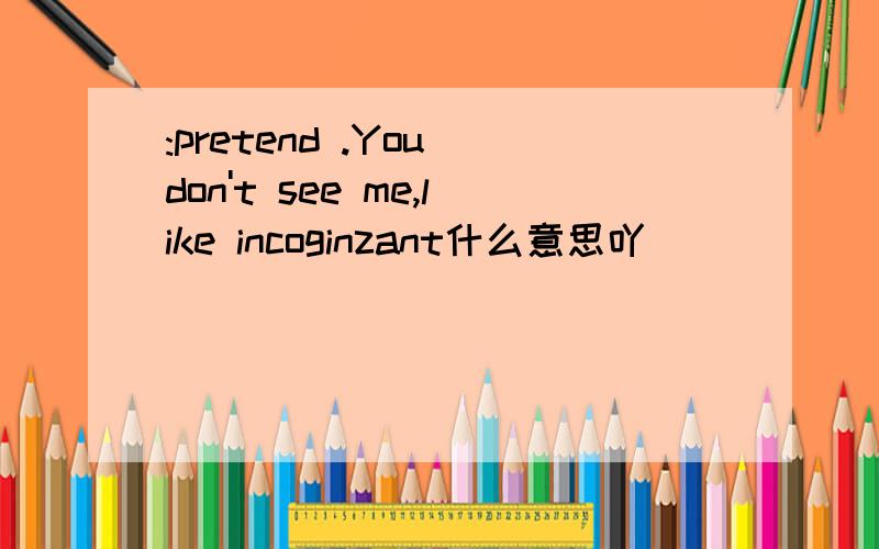 :pretend .You don't see me,like incoginzant什么意思吖