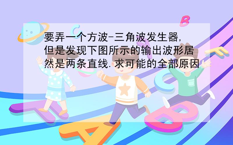 要弄一个方波-三角波发生器,但是发现下图所示的输出波形居然是两条直线.求可能的全部原因