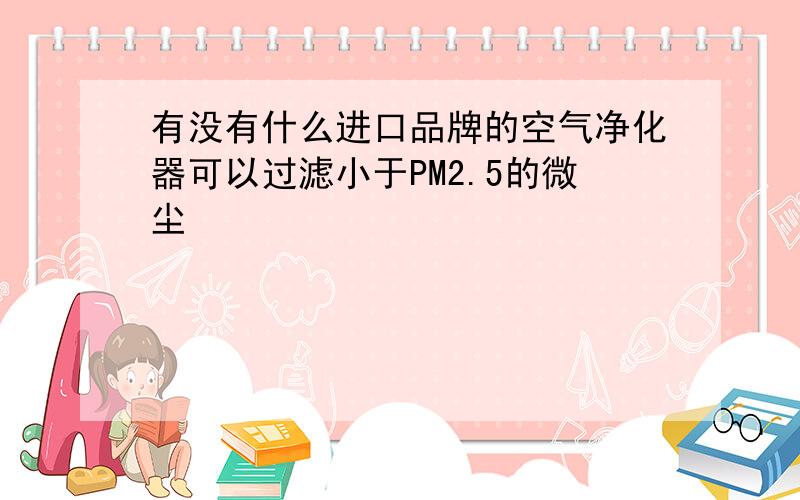 有没有什么进口品牌的空气净化器可以过滤小于PM2.5的微尘