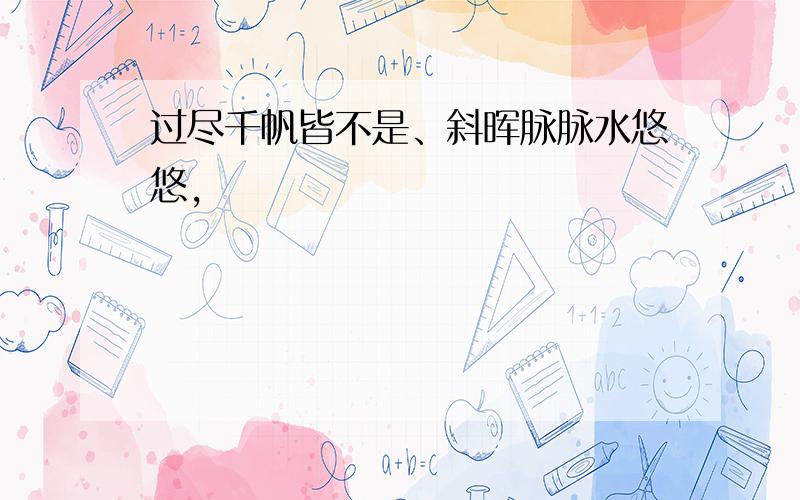 过尽千帆皆不是、斜晖脉脉水悠悠,