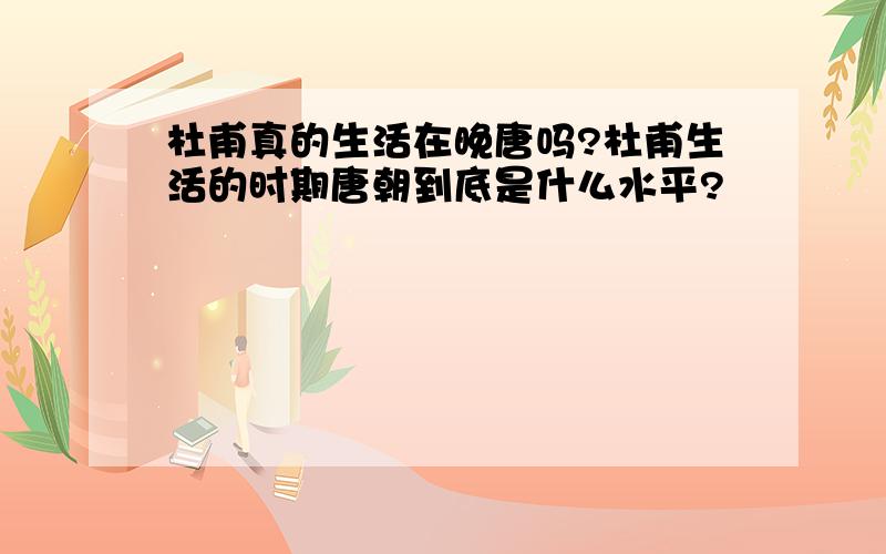 杜甫真的生活在晚唐吗?杜甫生活的时期唐朝到底是什么水平?