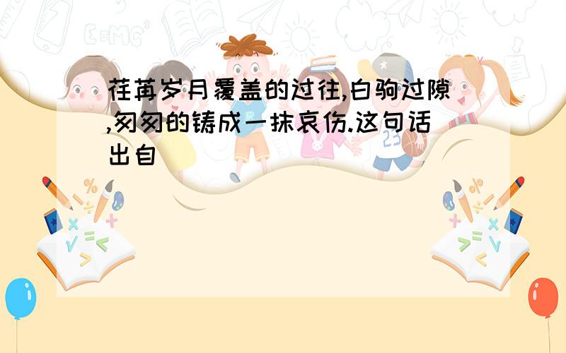 荏苒岁月覆盖的过往,白驹过隙,匆匆的铸成一抹哀伤.这句话出自