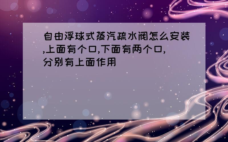 自由浮球式蒸汽疏水阀怎么安装,上面有个口,下面有两个口,分别有上面作用