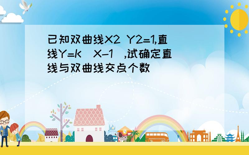 已知双曲线X2 Y2=1,直线Y=K(X-1),试确定直线与双曲线交点个数