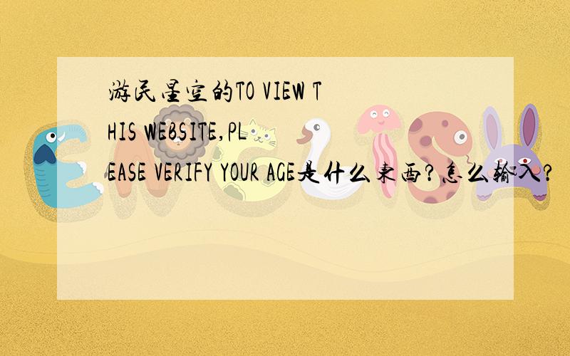 游民星空的TO VIEW THIS WEBSITE,PLEASE VERIFY YOUR AGE是什么东西?怎么输入?