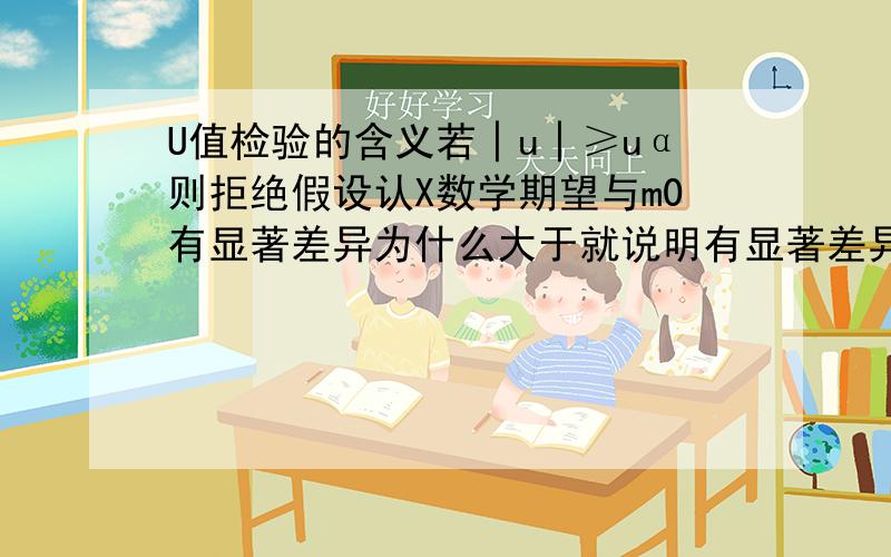 U值检验的含义若│u│≥uα则拒绝假设认X数学期望与m0有显著差异为什么大于就说明有显著差异?小于就不是差异?我不理解这