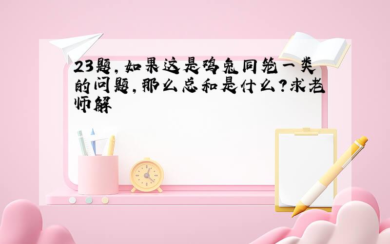 23题，如果这是鸡兔同笼一类的问题，那么总和是什么？求老师解