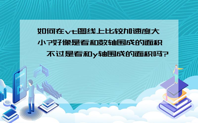 如何在vt图线上比较加速度大小?好像是看和数轴围成的面积,不过是看和y轴围成的面积吗?